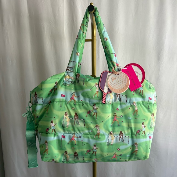 *New* Betsey Johnson Golf/Tennis/Pickleball Duffle Bag in Green/Blue - Picture 1 of 16